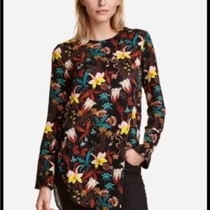 H&M Black Floral Long Sleeve Tunic Size 8